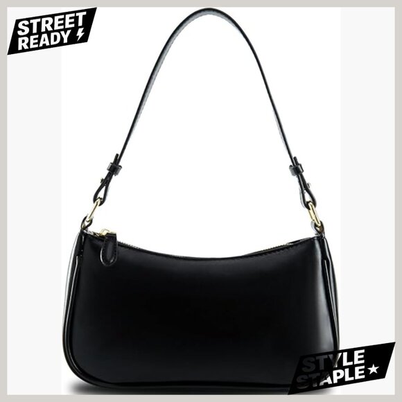 Handbags - Vegan Leather Shoulder Bag with Removable Straps, 10.3 Inch Tote